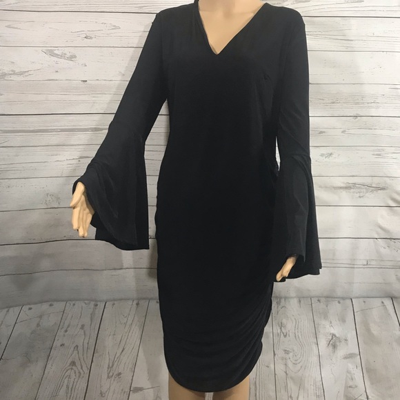 Club L London Dresses & Skirts - Club L London vneck ruched bell sleeve plus dress
